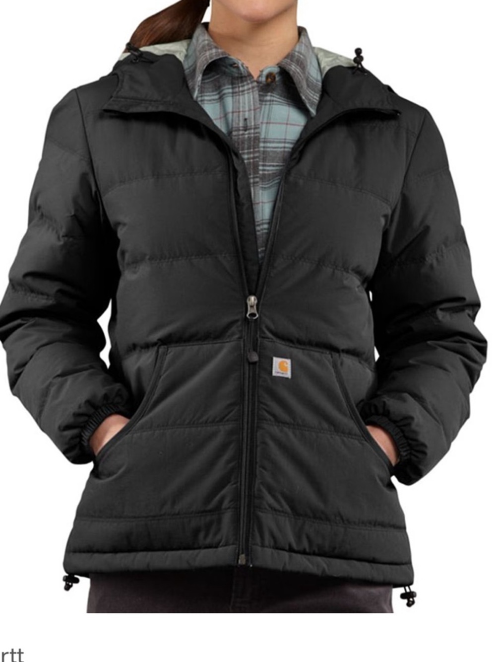 Carhartt Puffer Jacket Black Hooded Small Workwear Streetwear NWOT